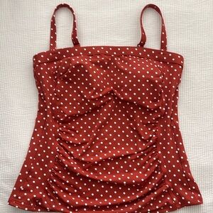 Lands End Polka Dot Bandeau ruched tankini top